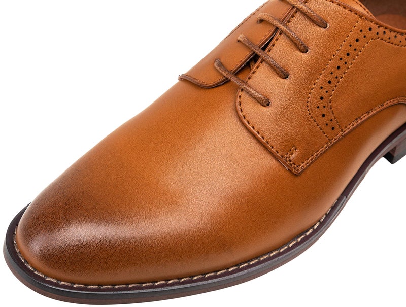 Vostey Men's Dress Shoes Classic Plain Toe Brown Men Oxford Shoes (BMY637 Yellow Brown Size 13) - Image 1